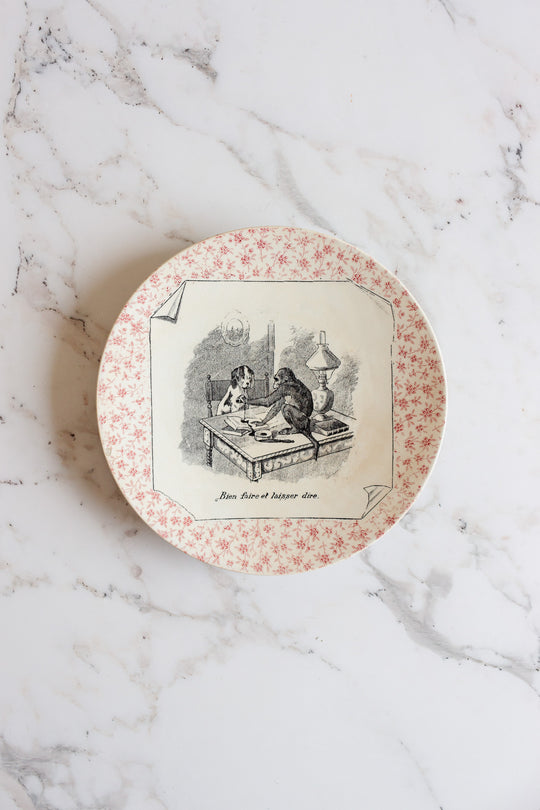 rare antique french "Perse" Sarreguemines talking plates, set of 6