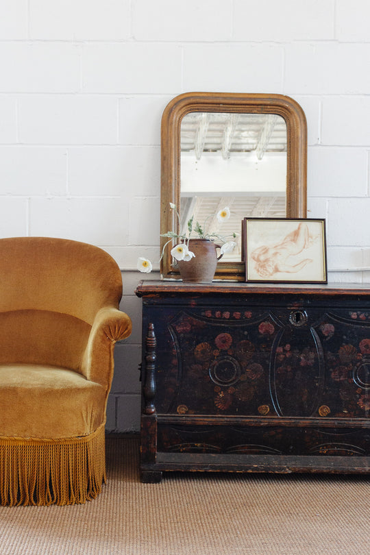 19th century Hungarian pine marriage chest