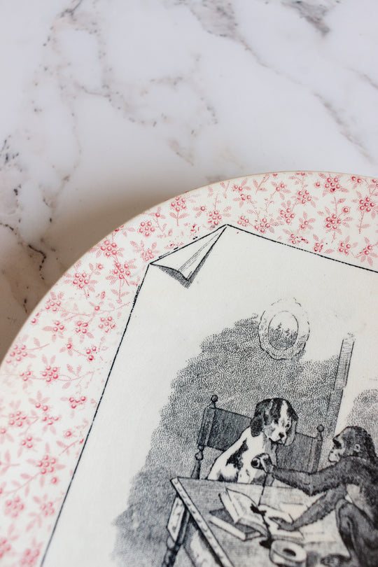 rare antique french "Perse" Sarreguemines talking plates, set of 6