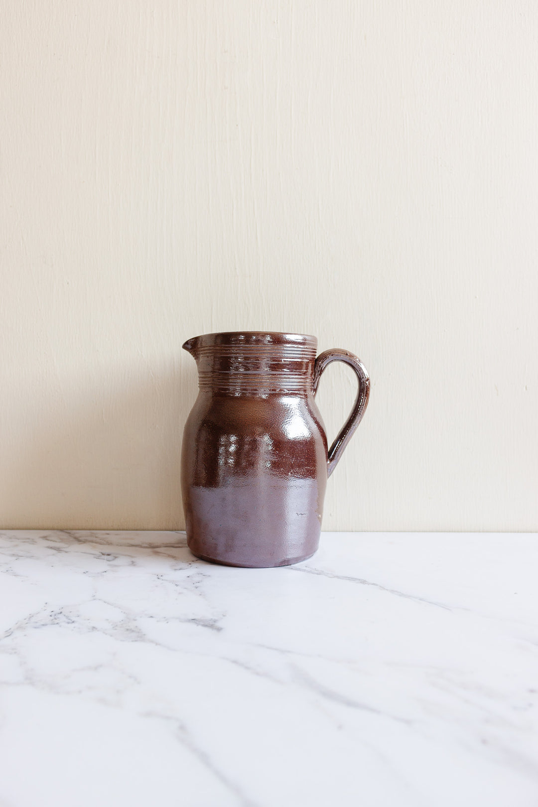 quintessentially French vintage glazed stoneware pitcher