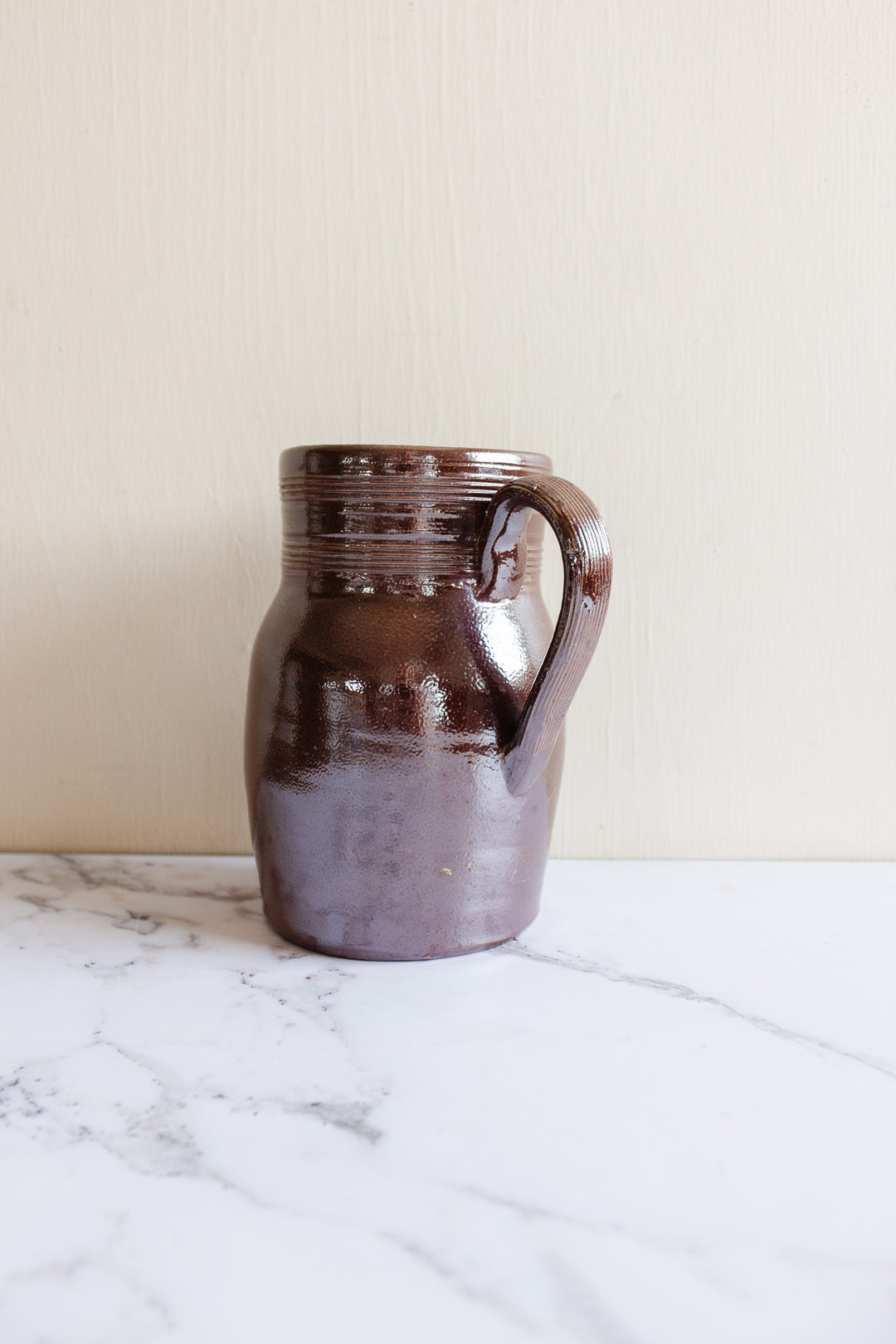 quintessentially French vintage glazed stoneware pitcher