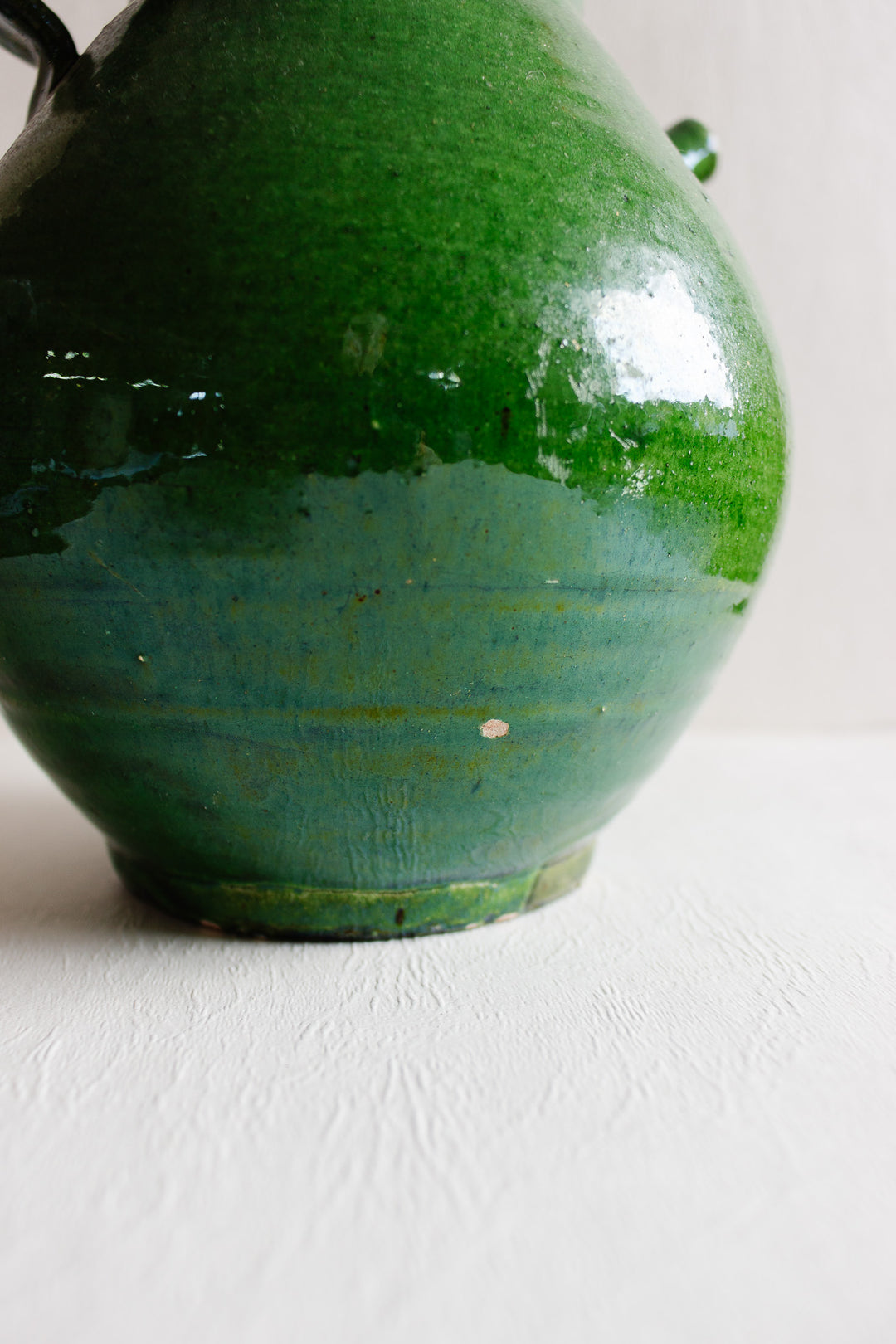 antique french Provençal green glazed stoneware vessel