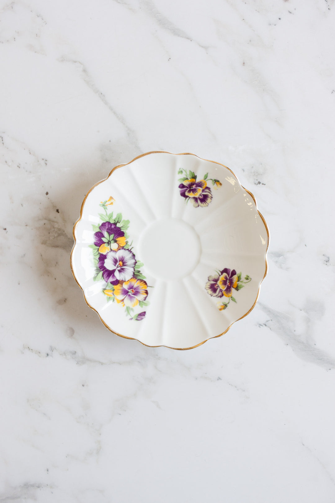 Victoria c&e pansies teacup and saucer