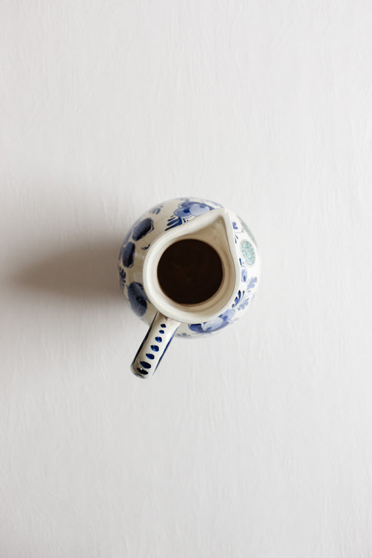 vintage blue and white delft pitcher