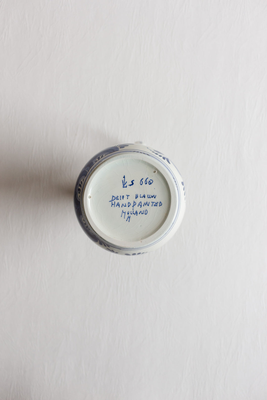 vintage blue and white delft pitcher