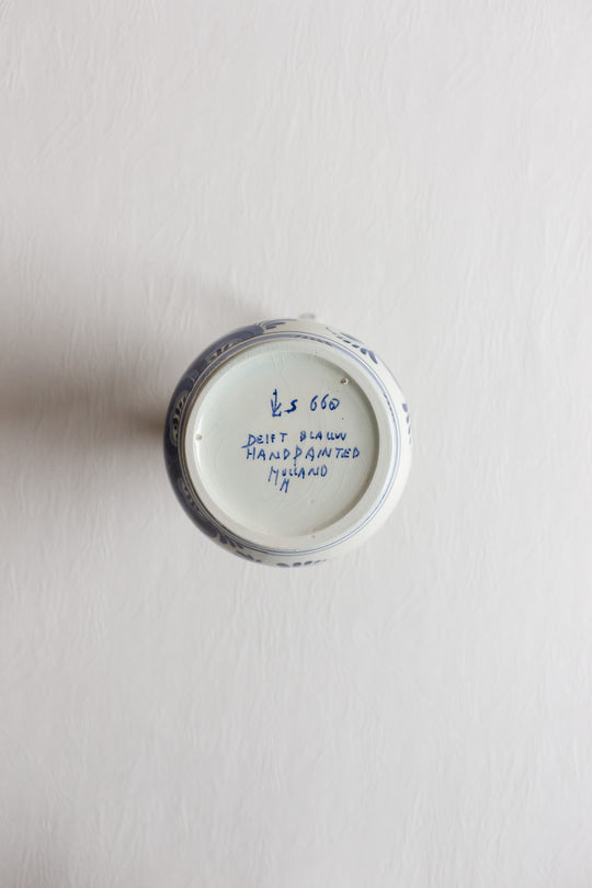 vintage blue and white delft pitcher