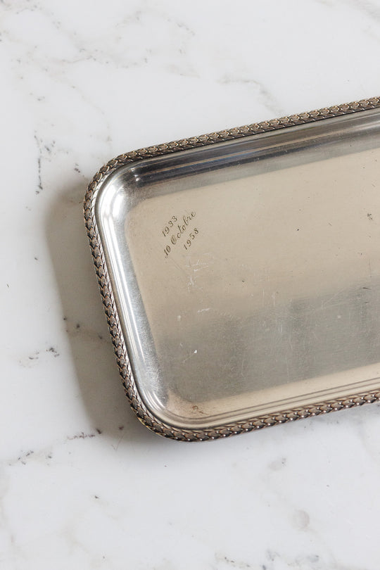vintage french silverplate stamped vanity tray