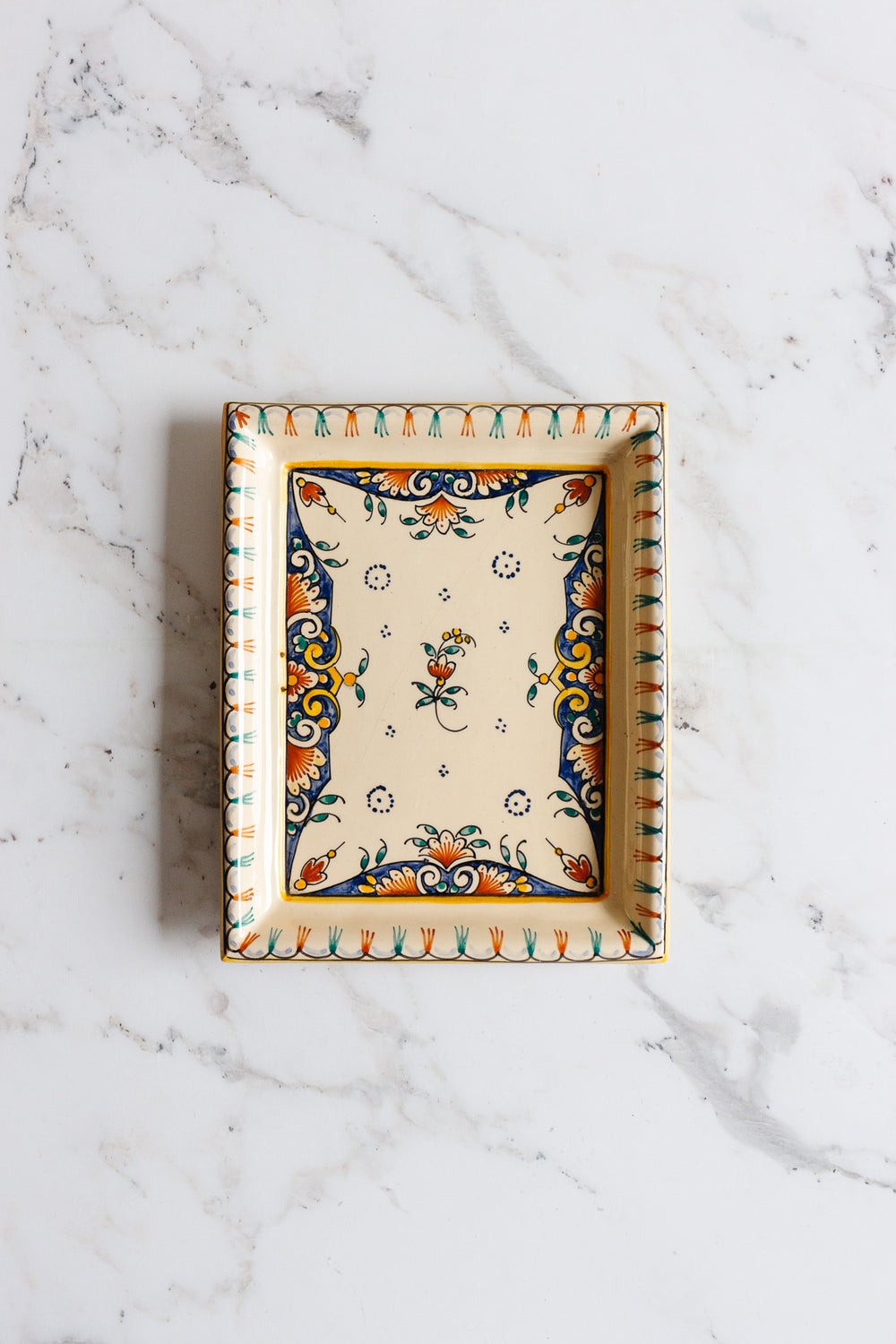 vintage French Desvres hand painted ceramic tray