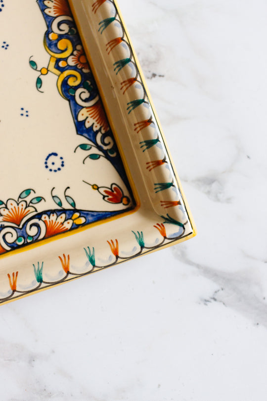 vintage French Desvres hand painted ceramic tray