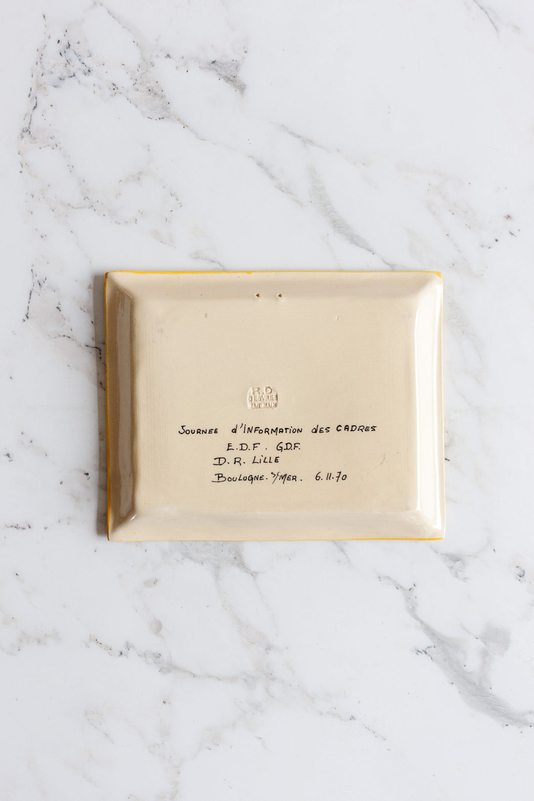 vintage French Desvres hand painted ceramic tray