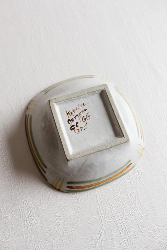 vintage french hand painted quimper bowl, signed