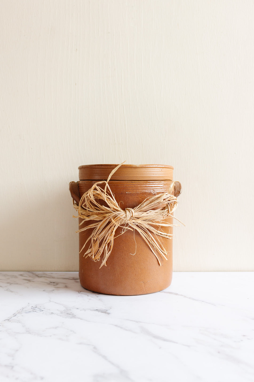 extra large vintage French stoneware lidded pot