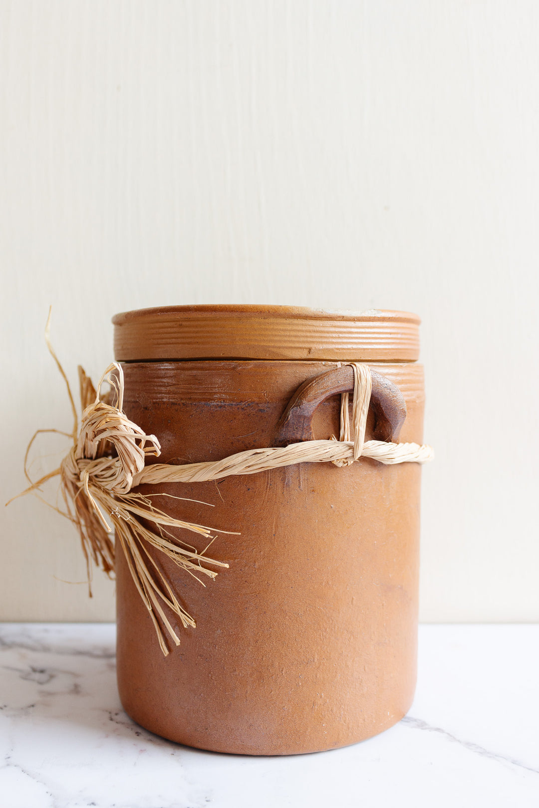 extra large vintage French stoneware lidded pot