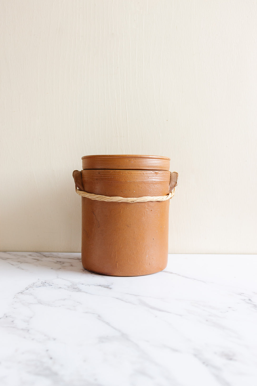 extra large vintage French stoneware lidded pot