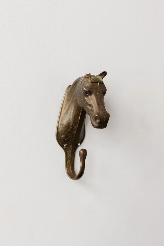 antique french cast metal horse hook