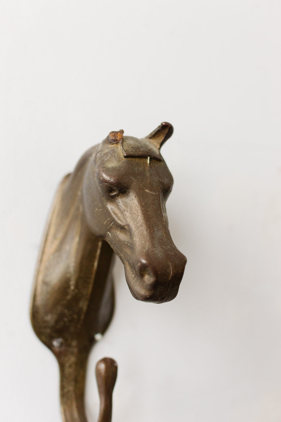 antique french cast metal horse hook