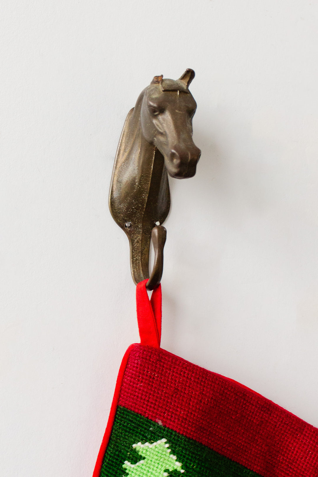 antique french cast metal horse hook