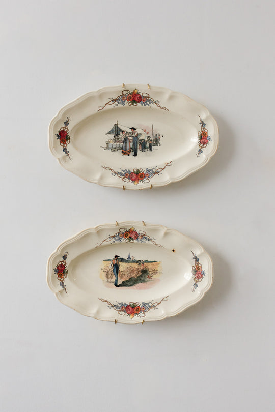 pair of turn of the century french sarreguemines raviers