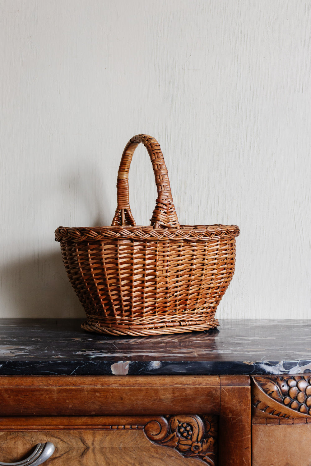 vintage french large gathering basket