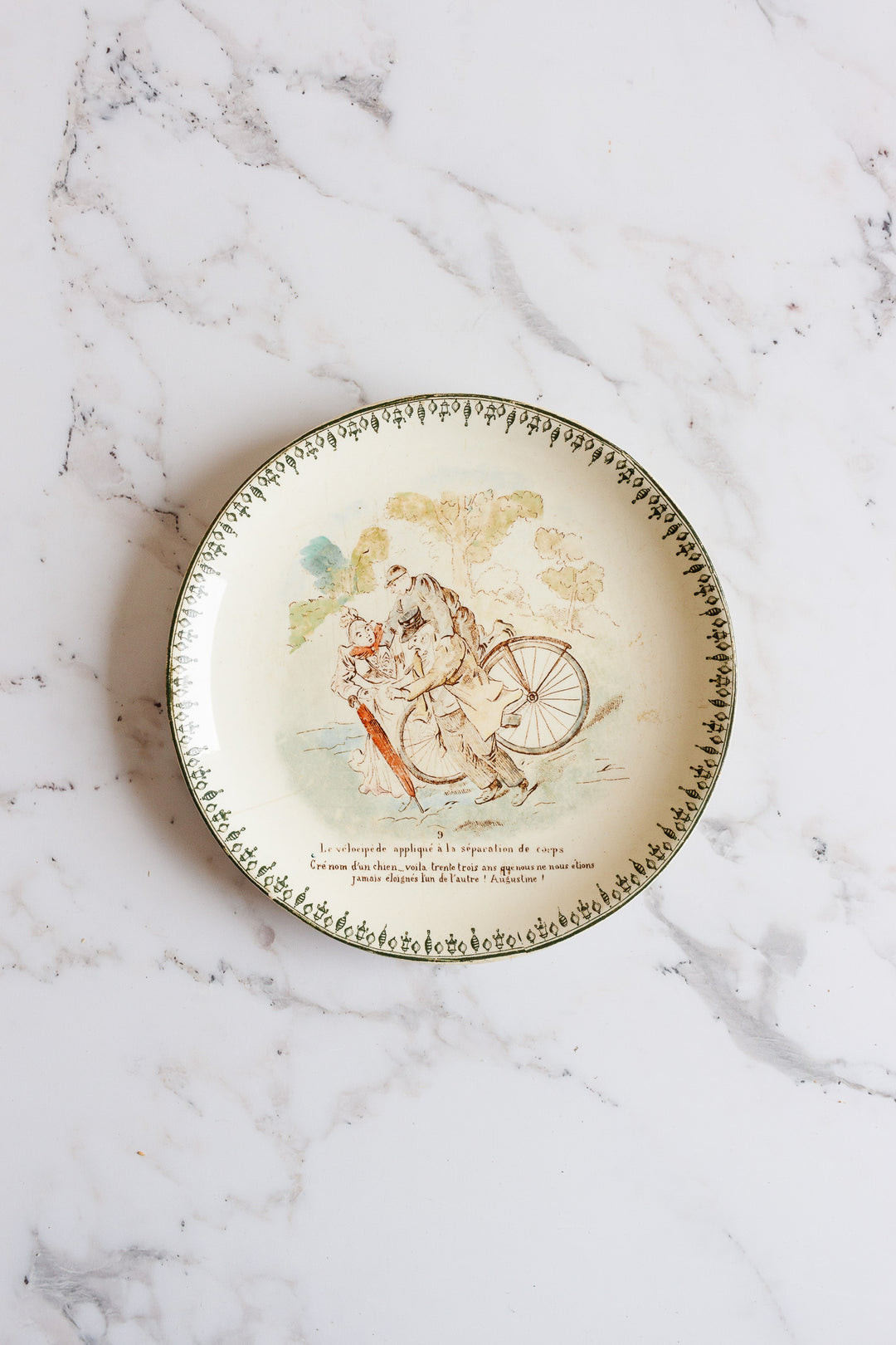 rare antique french choisy le roi hb & cie cycling talking plates
