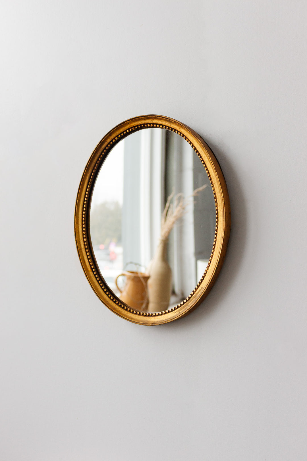 vintage french wood gilt beaded mirror