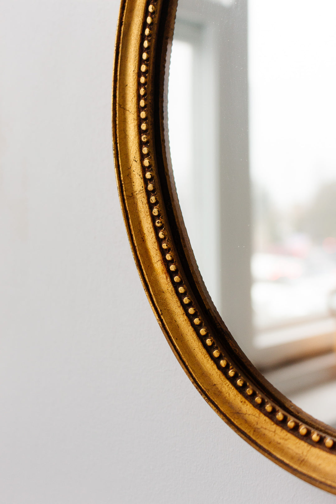 vintage french wood gilt beaded mirror