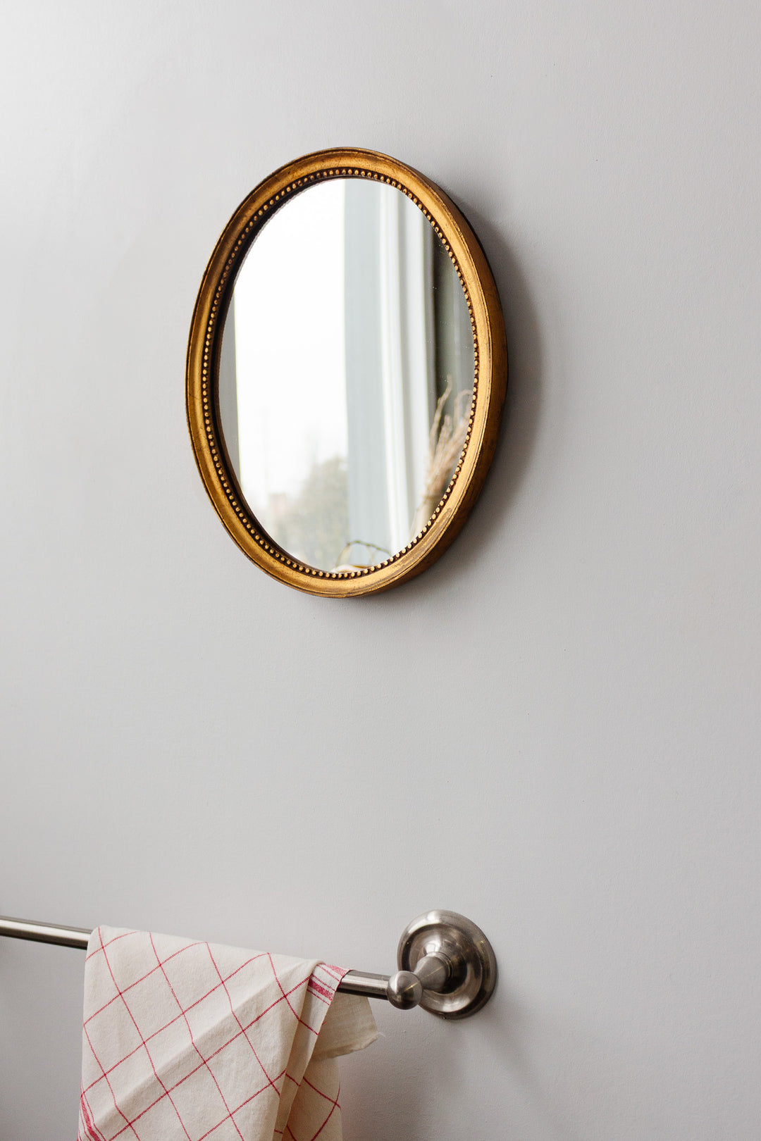 vintage french wood gilt beaded mirror