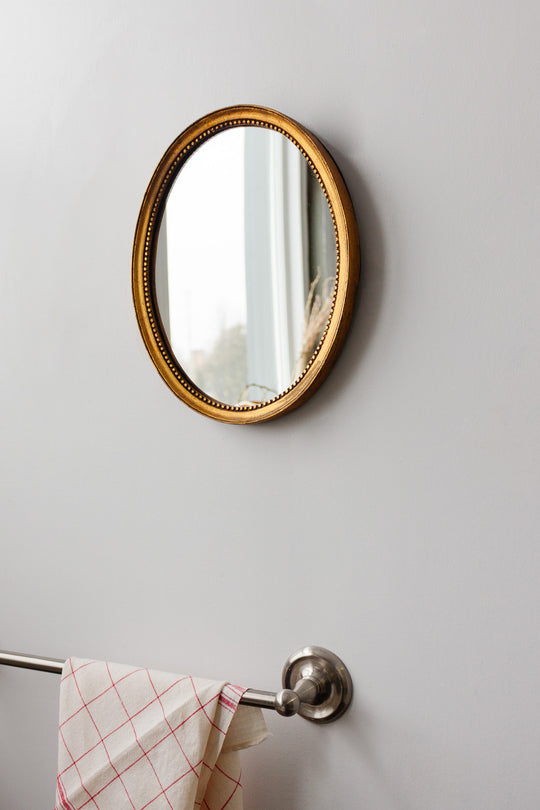 vintage french wood gilt beaded mirror
