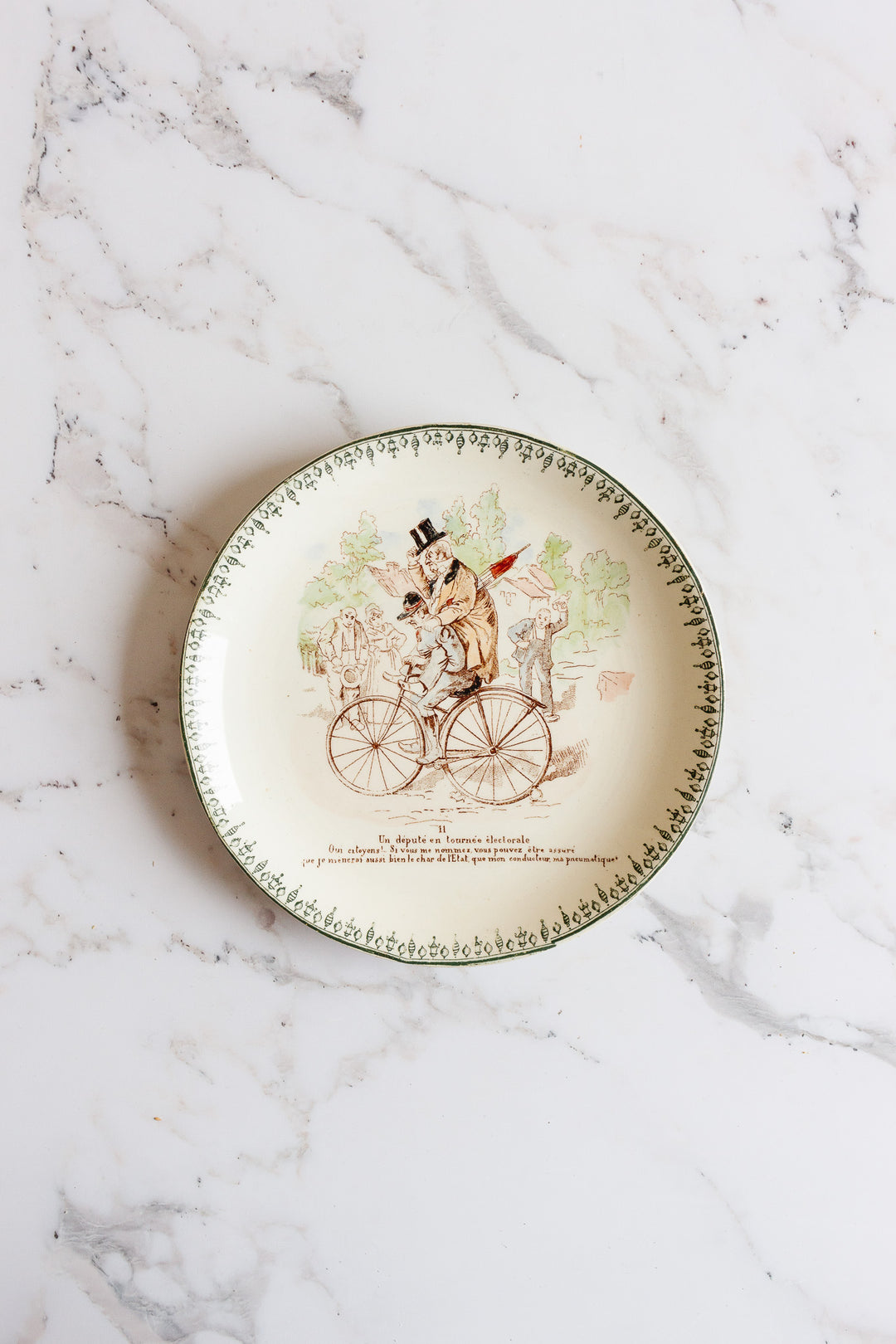 rare antique french choisy le roi hb & cie cycling talking plates