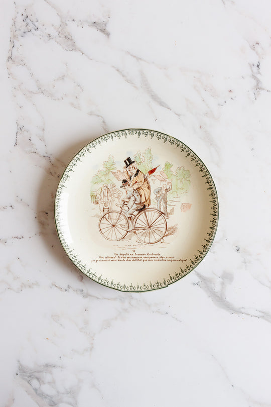 rare antique french choisy le roi hb & cie cycling talking plates