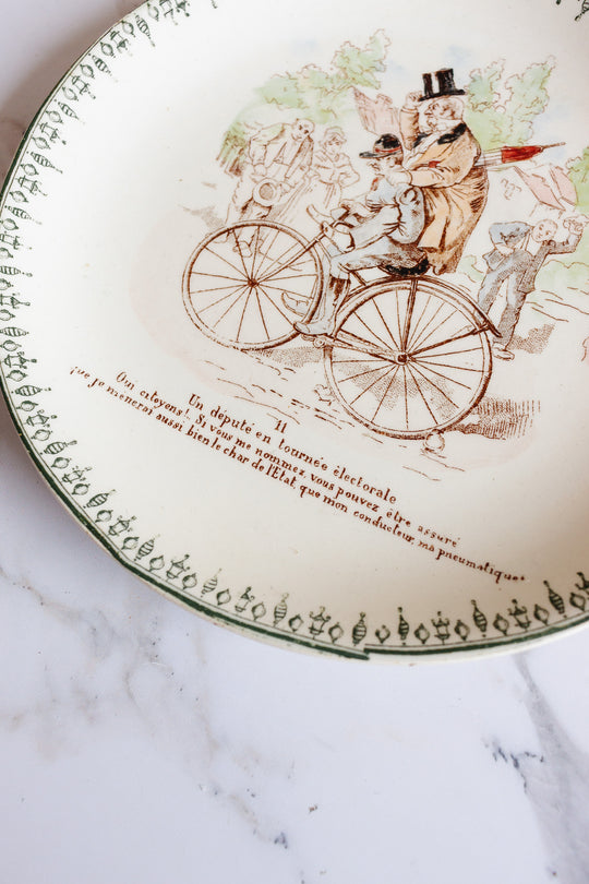rare antique french choisy le roi hb & cie cycling talking plates