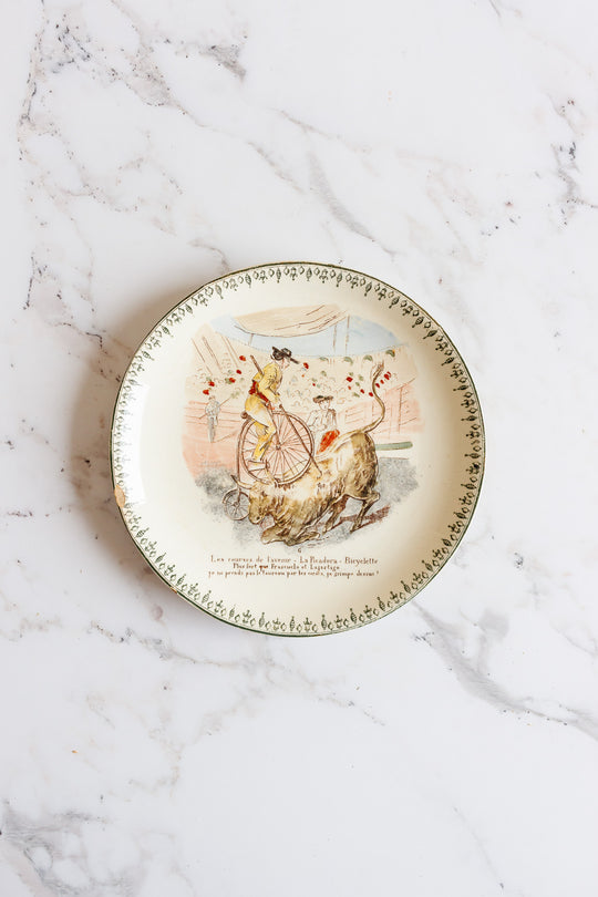 rare antique french choisy le roi hb & cie cycling talking plates