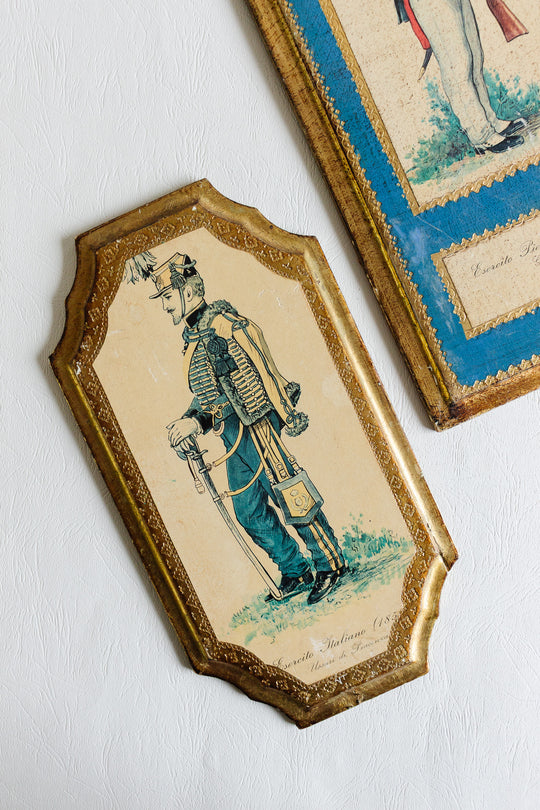vintage florentine art on wood "esercito italiano"