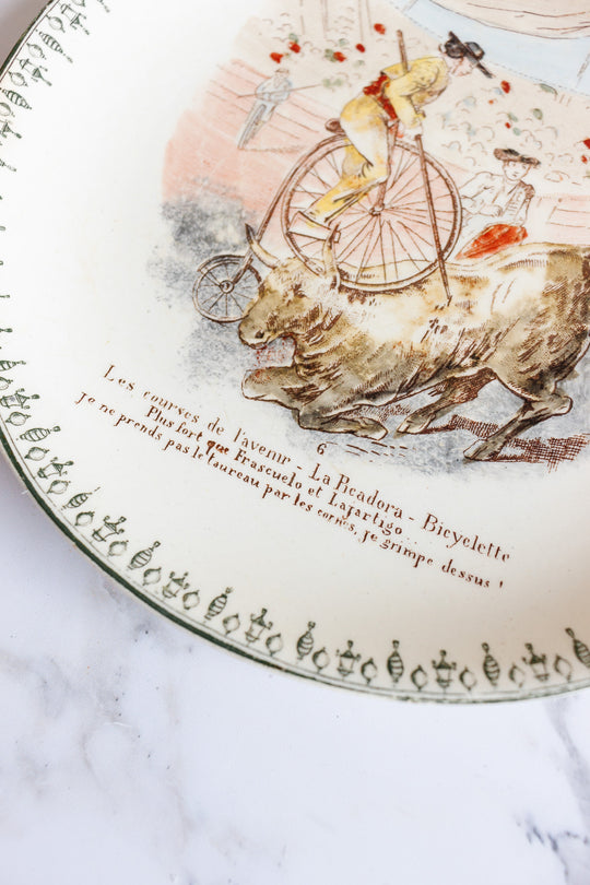 rare antique french choisy le roi hb & cie cycling talking plates