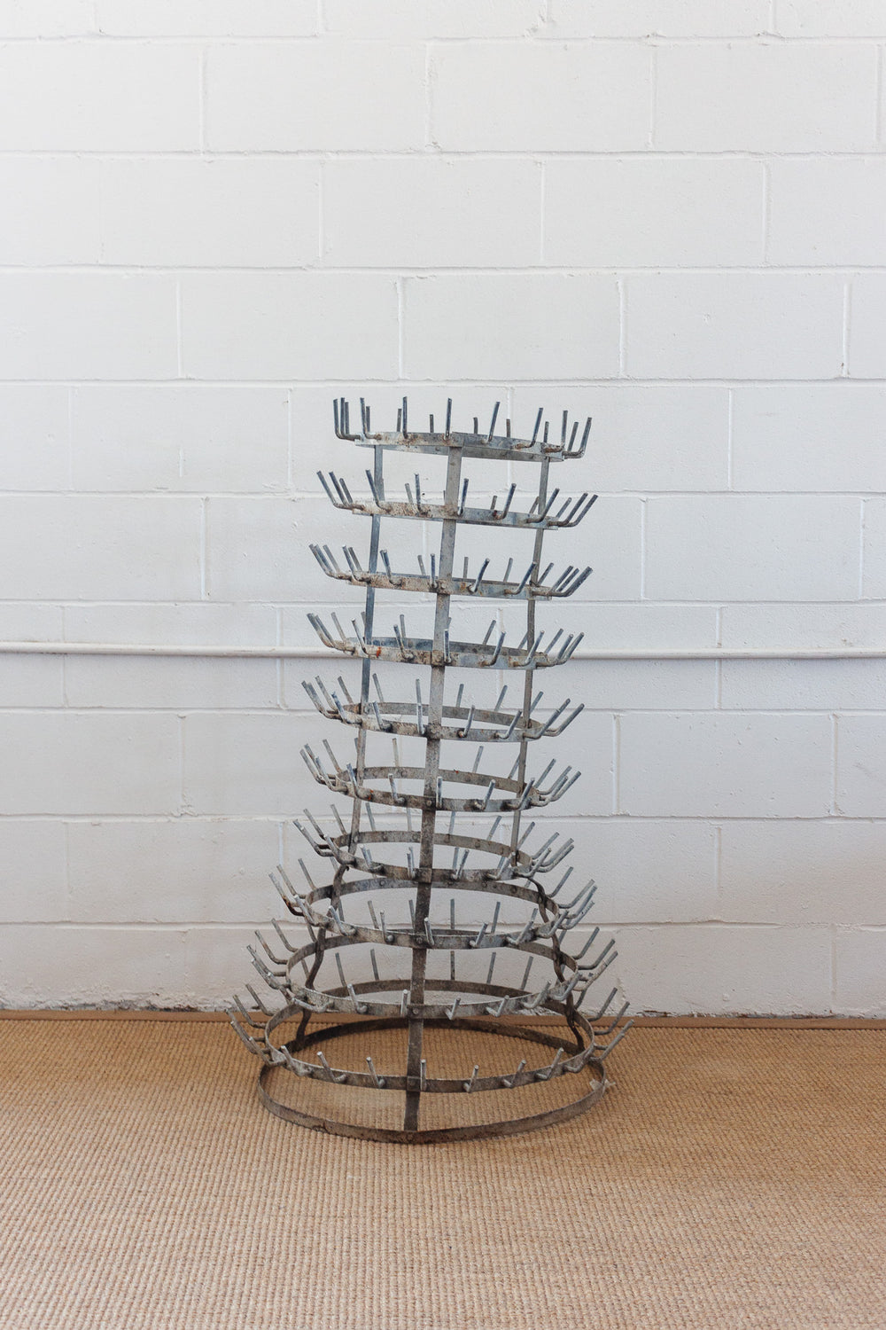 large antique french "hérisson" bottle drying rack