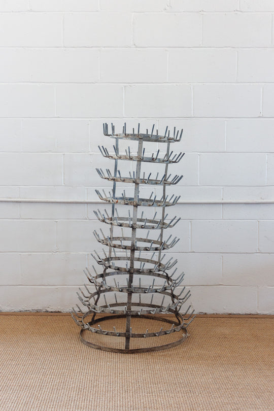 large antique french "hérisson" bottle drying rack