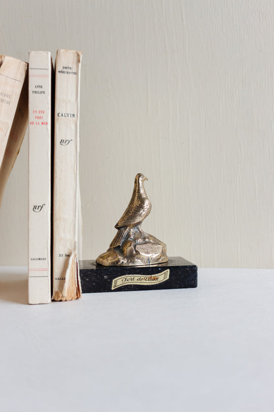 vintage bronze commemorative carrier pigeon statue – fort de vaux