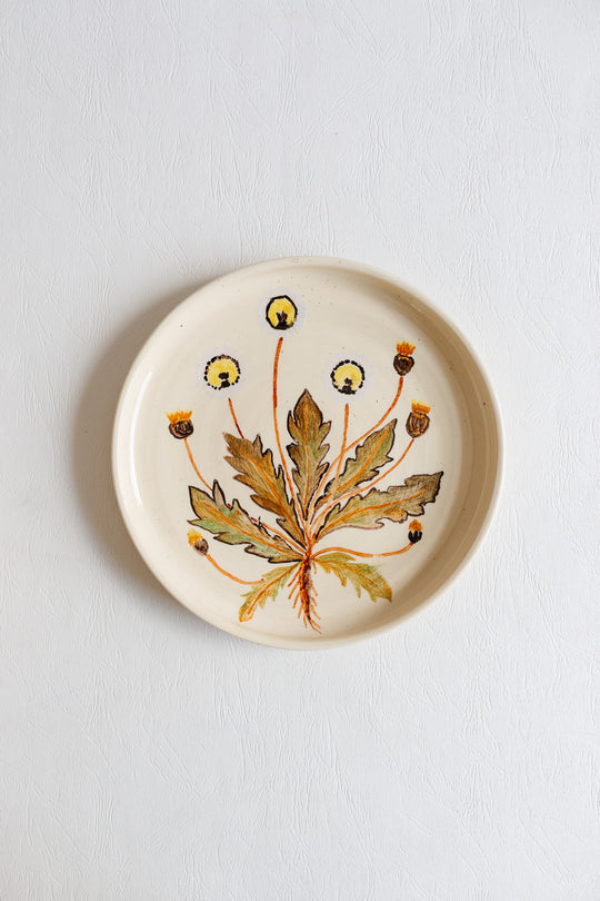 vintage french artisanal "les racines" dinner plates, set of 7