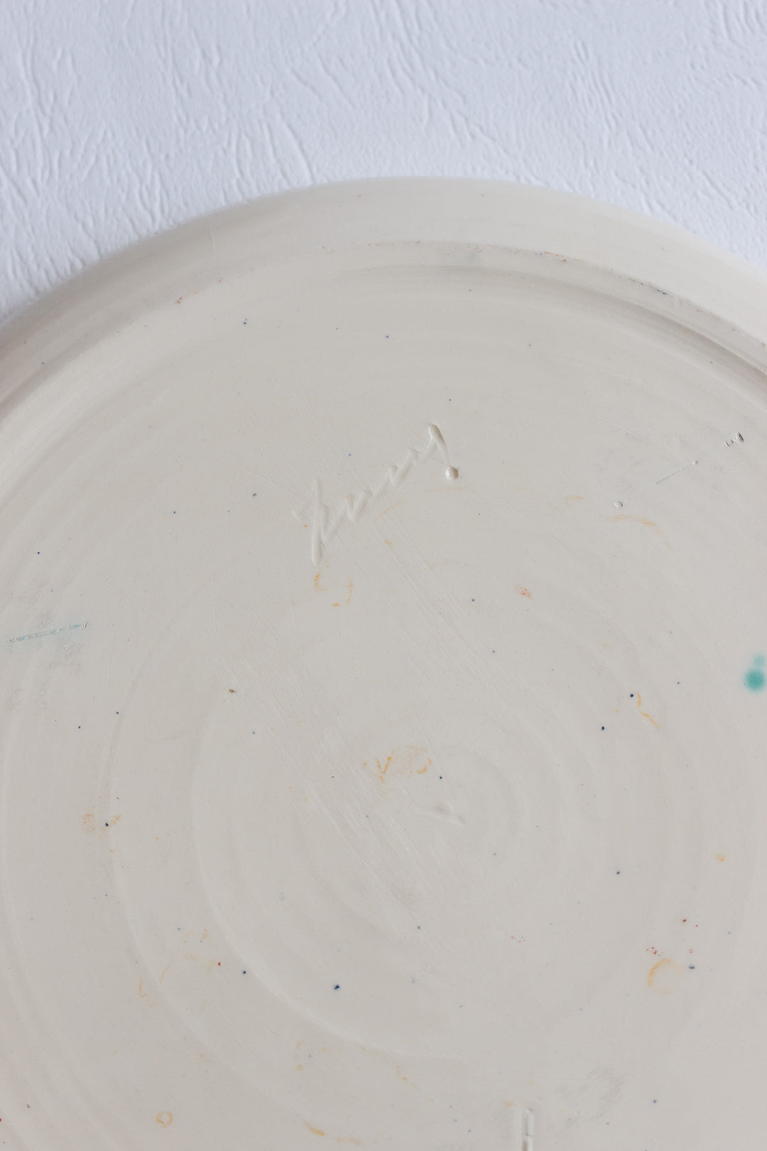 vintage french artisanal "les racines" dinner plates, set of 7