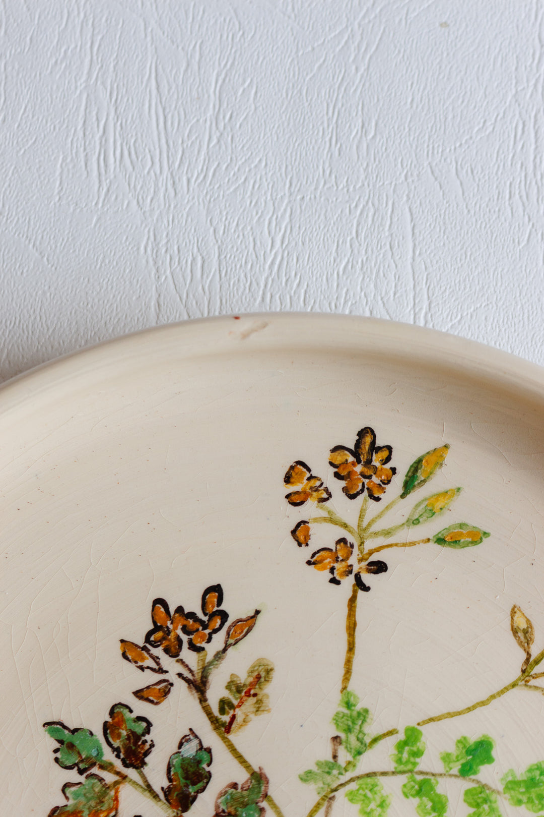 vintage french artisanal "les racines" dinner plates, set of 7