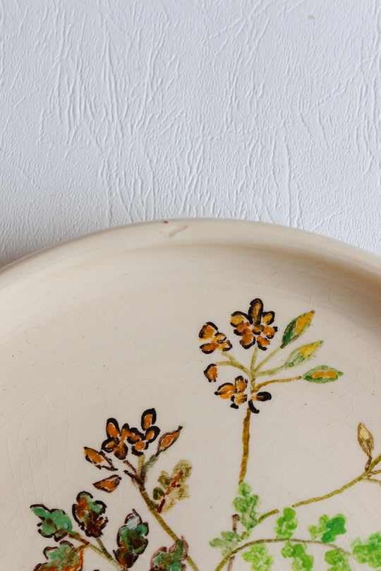 vintage french artisanal "les racines" dinner plates, set of 7