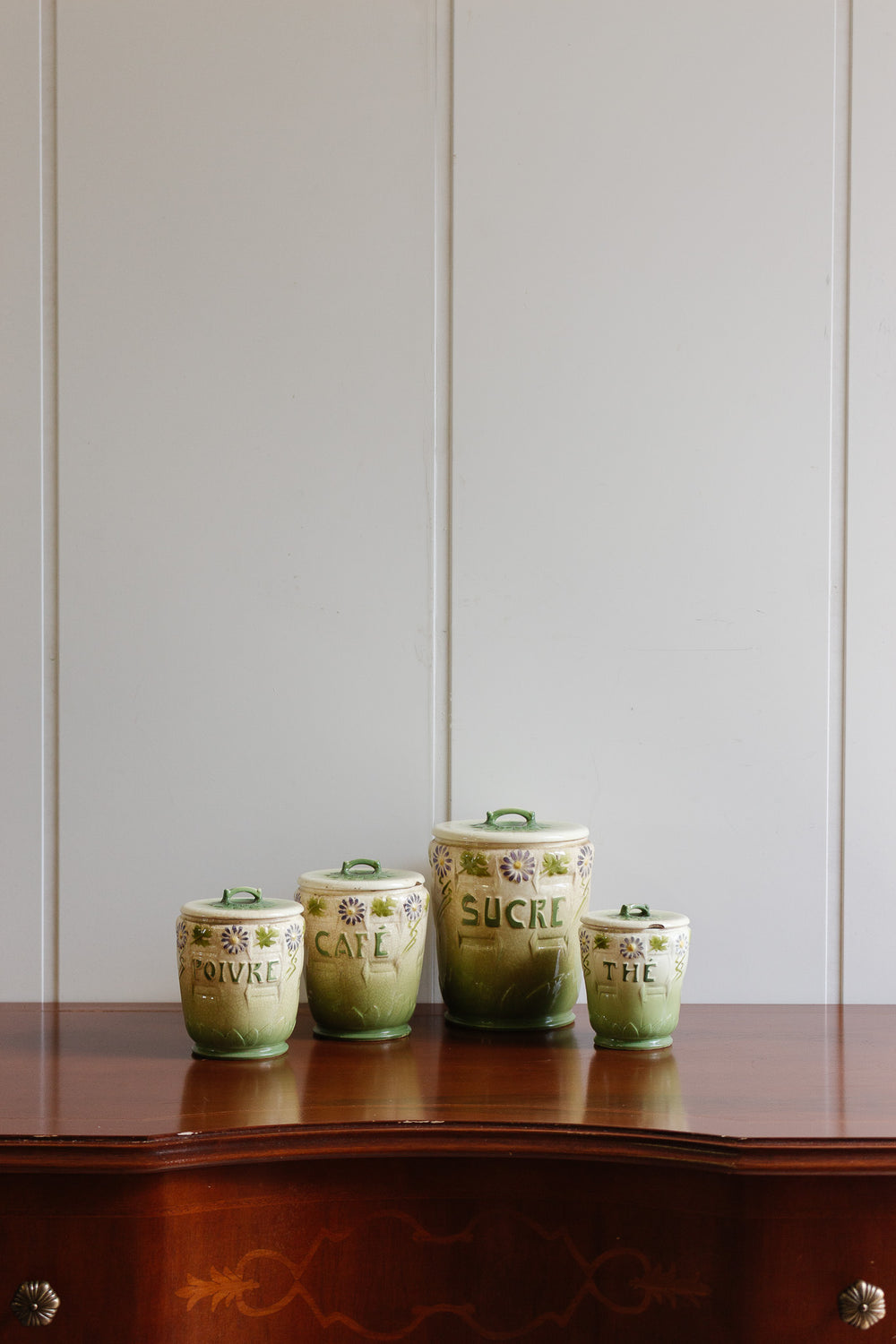 antique french art nouveau porcelain kitchen cannister set