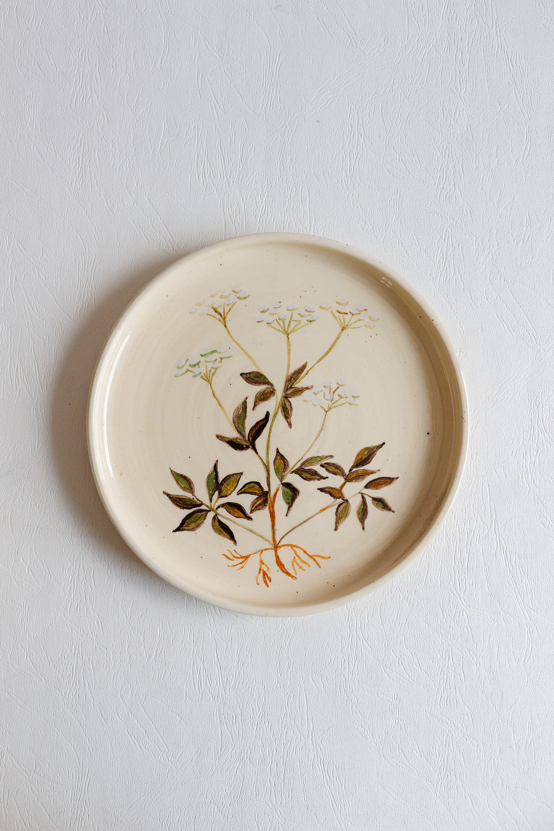 vintage french artisanal "les racines" dinner plates, set of 7