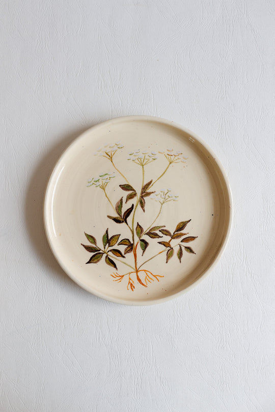 vintage french artisanal "les racines" dinner plates, set of 7