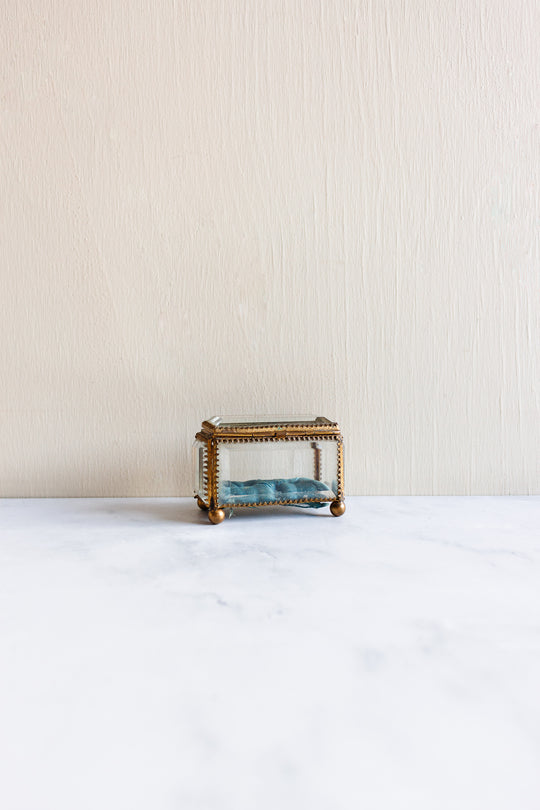 antique french large beveled glass and ormolu bijoux casket