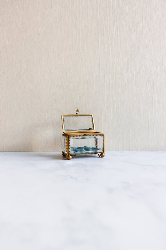 antique french large beveled glass and ormolu bijoux casket