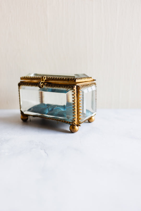 antique french large beveled glass and ormolu bijoux casket