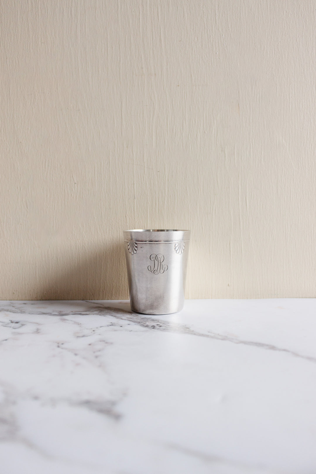 antique french silver plate monogrammed "DR" gift set