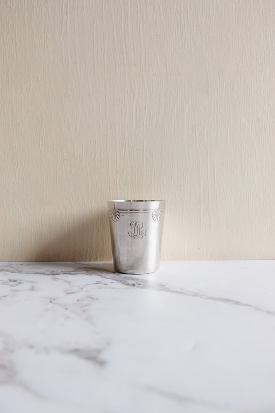 antique french silver plate monogrammed "DR" gift set