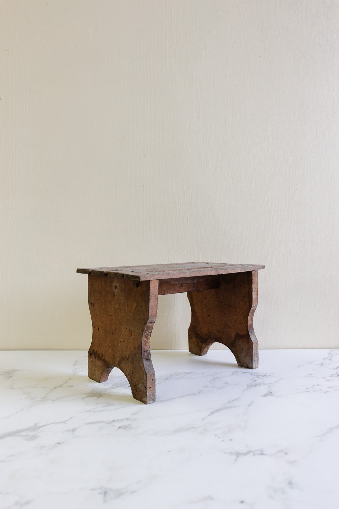 antique french wood slat farmhouse milking stool